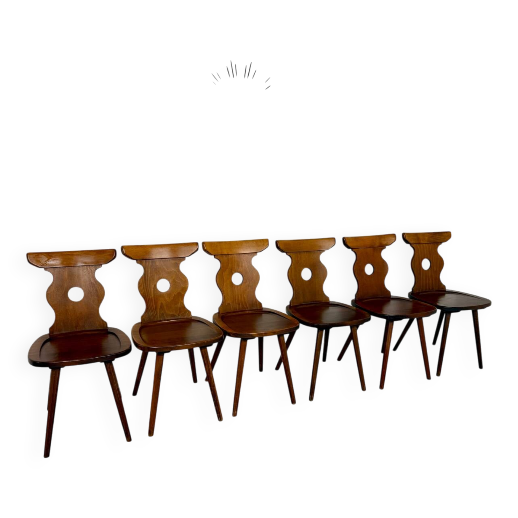6 vintage 60s bistro-look dining chairs