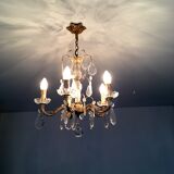 Old Louis XV style chandelier in gilded bronze and crystal