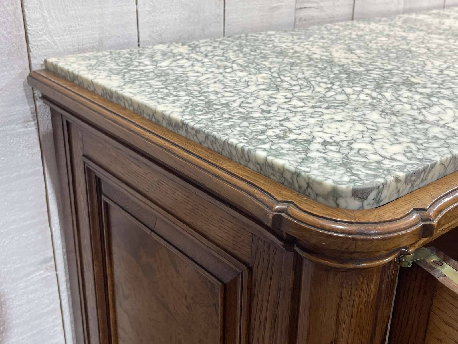 SOUBRIER Chippendale sideboard in oak, elm burl and marble