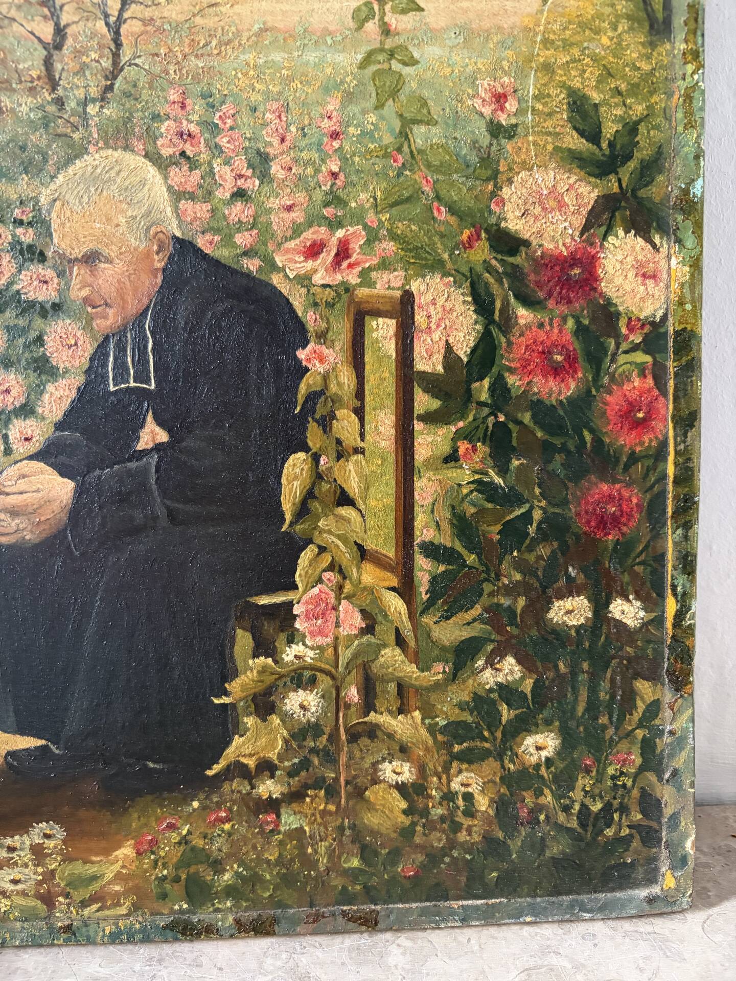 La leçon de catéchisme, huile sur toile