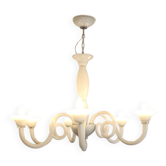 Murano chandelier white venetian blown glass