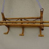 Porte manteau mural vintage rotin