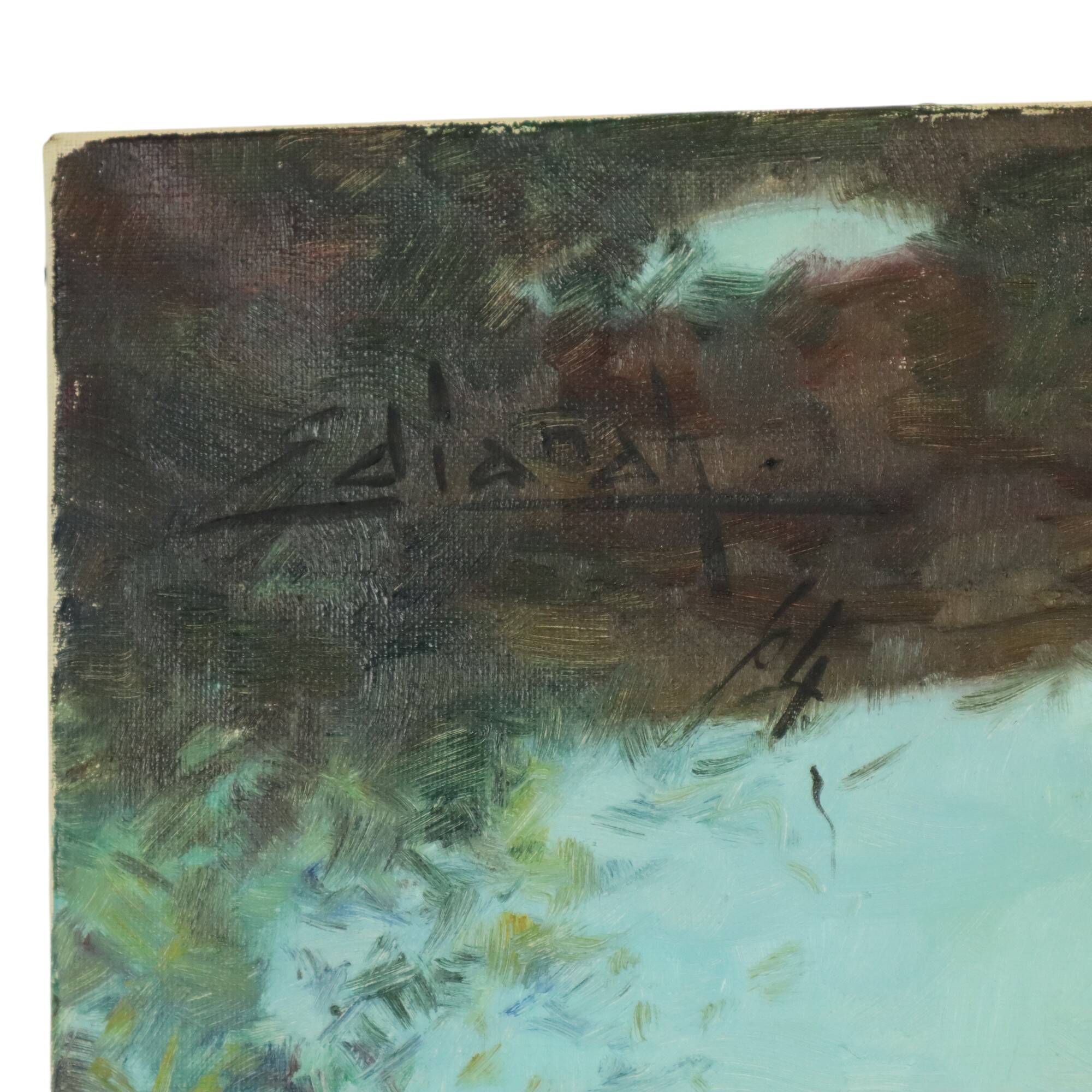 Large Painting Gypsy Young Woman Oil on Canvas 1964