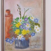 Huile sur toile originale suédoise – « Vase de fleurs » par Carola Bergling