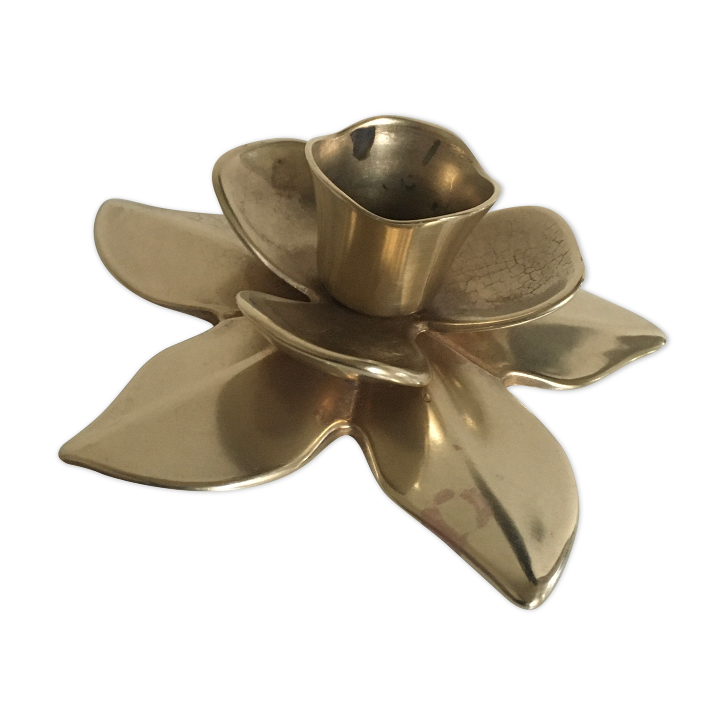 Brass flower candlestick