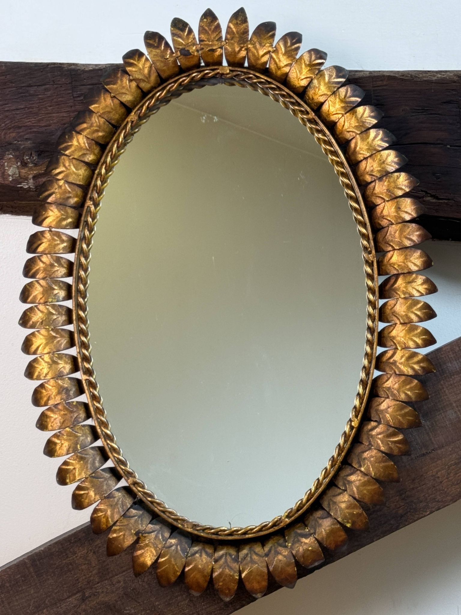 Miroir soleil en fer forgé des années 50 Italie