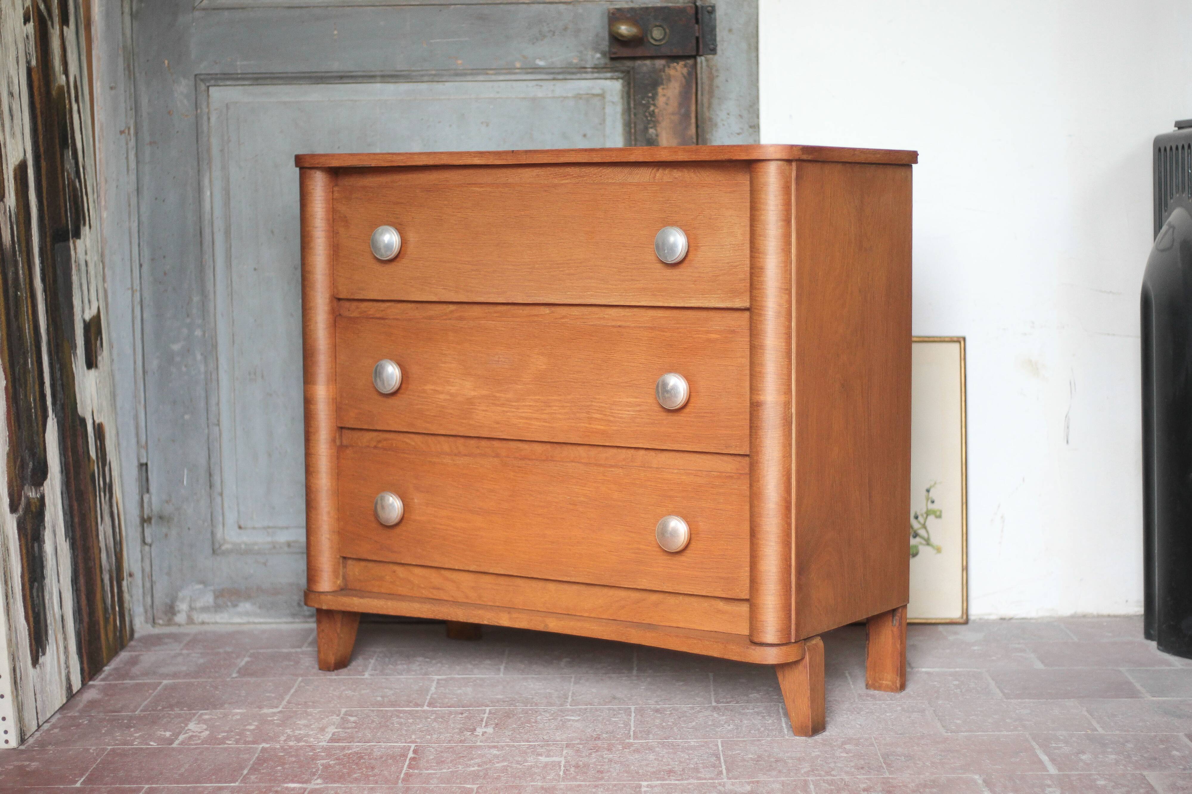 Wooden commode with 3 drawers, storage unit, antique, Art Deco