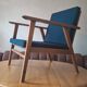 Danish teak lounge chair with sea blue-green fabric, 1960s
