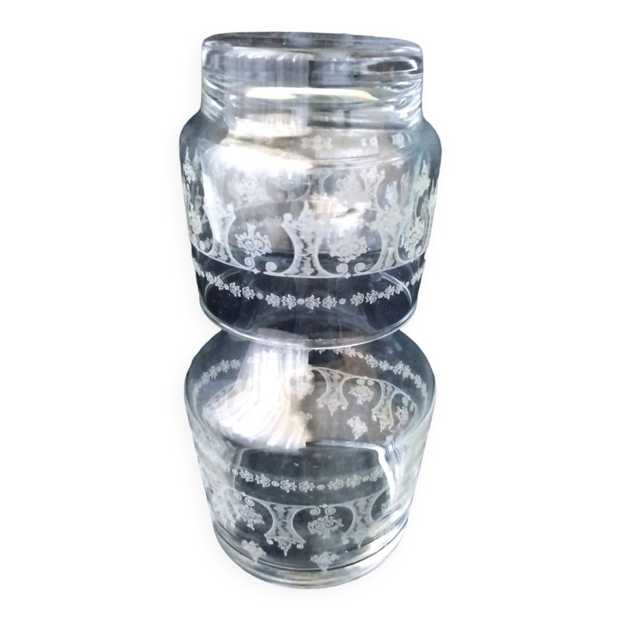 Glass night server with screen-printed decor