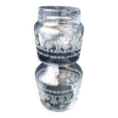 Glass night server with screen-printed decor