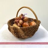 Old handmade basket in woven wicker