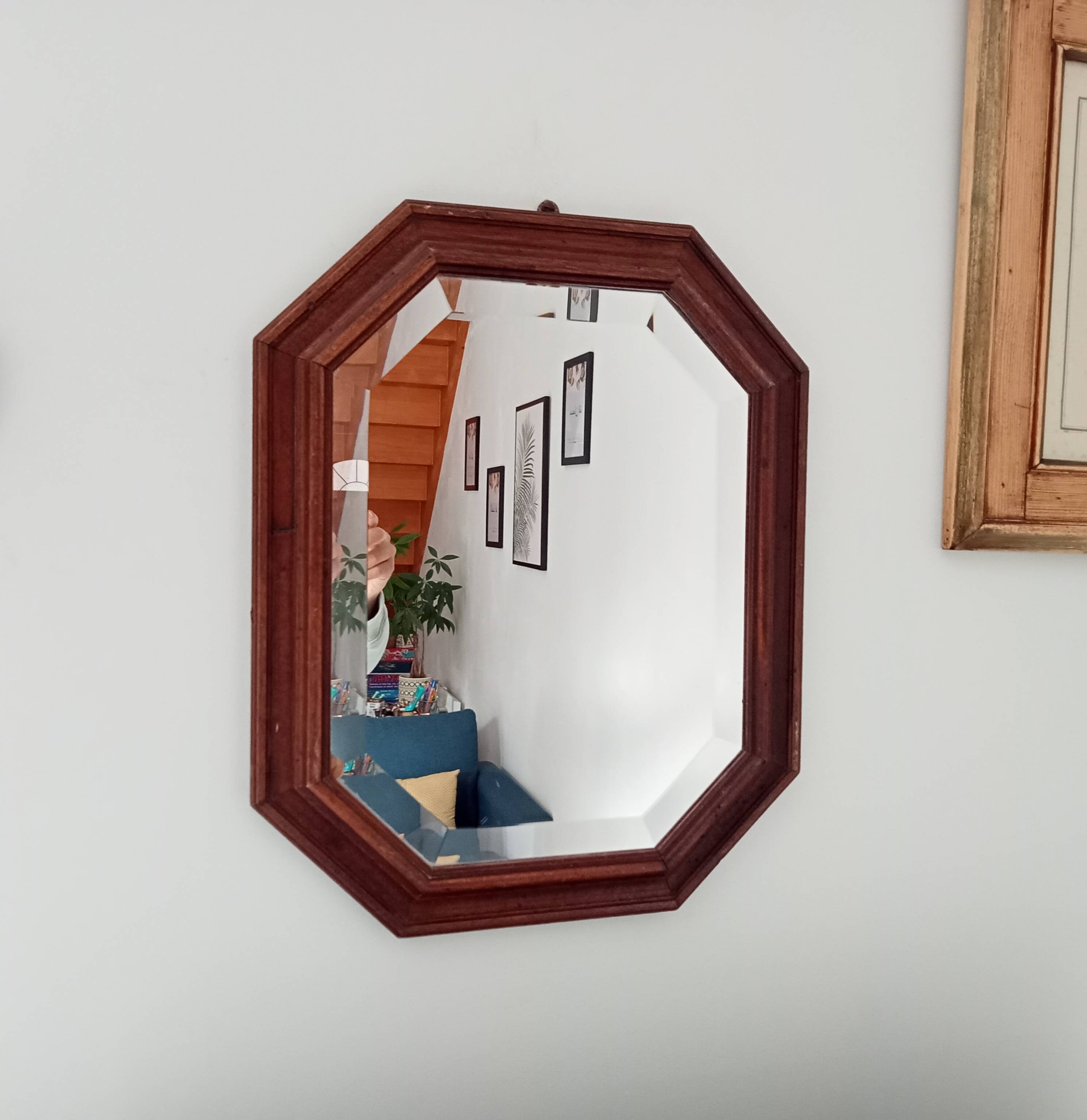 Vintage octagonal beveled mirror 50*40 cm