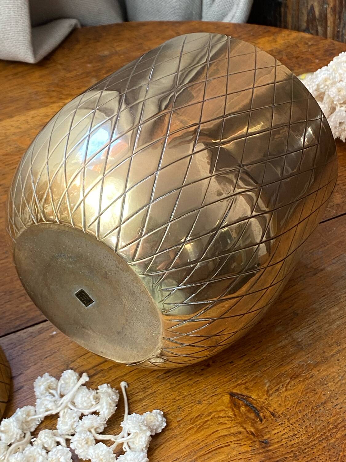 Chiseled brass pineapple