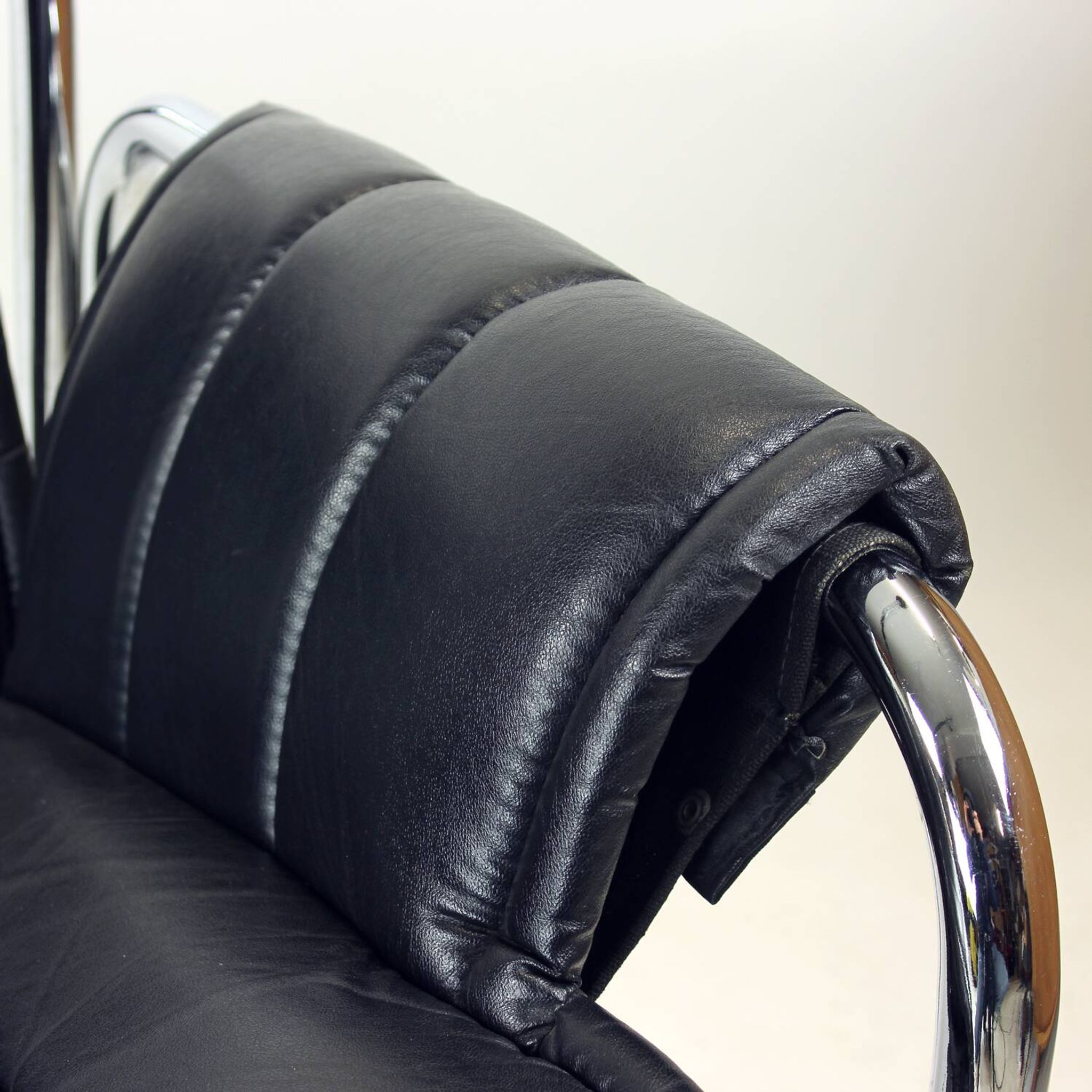 Lounge Chair By Viliam Chlebo In Chrome And Leatherette, Kodreta 1980s