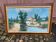 Oil painting on canvas, house and lake, 120x80cm