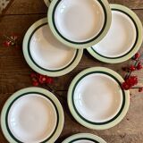 Set of 7 antique deep plates Salins - green Texas -