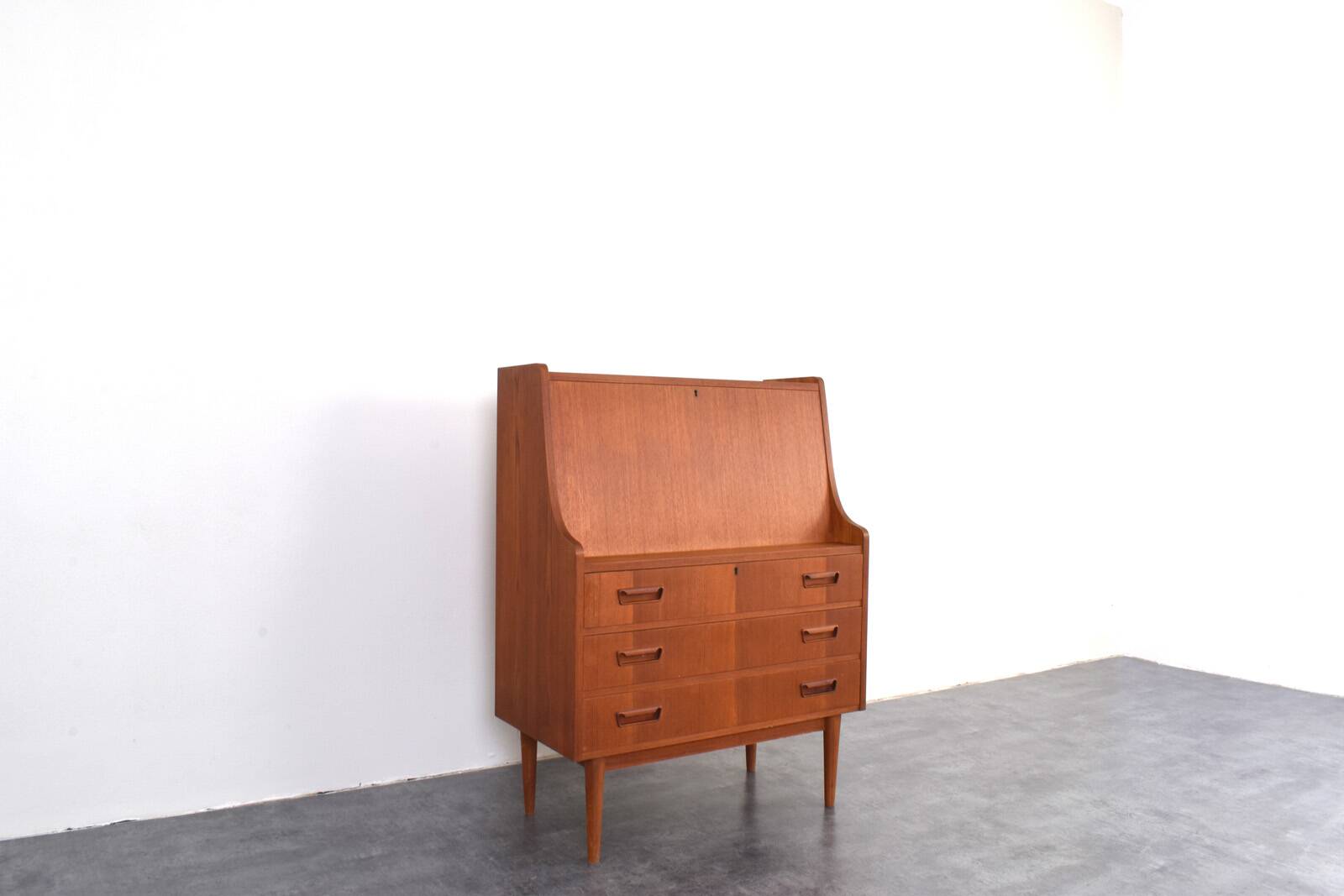 Secrétaire en teck danois du milieu du siècle par Gunnar Nielsen pour Tibergaard, années 1960.