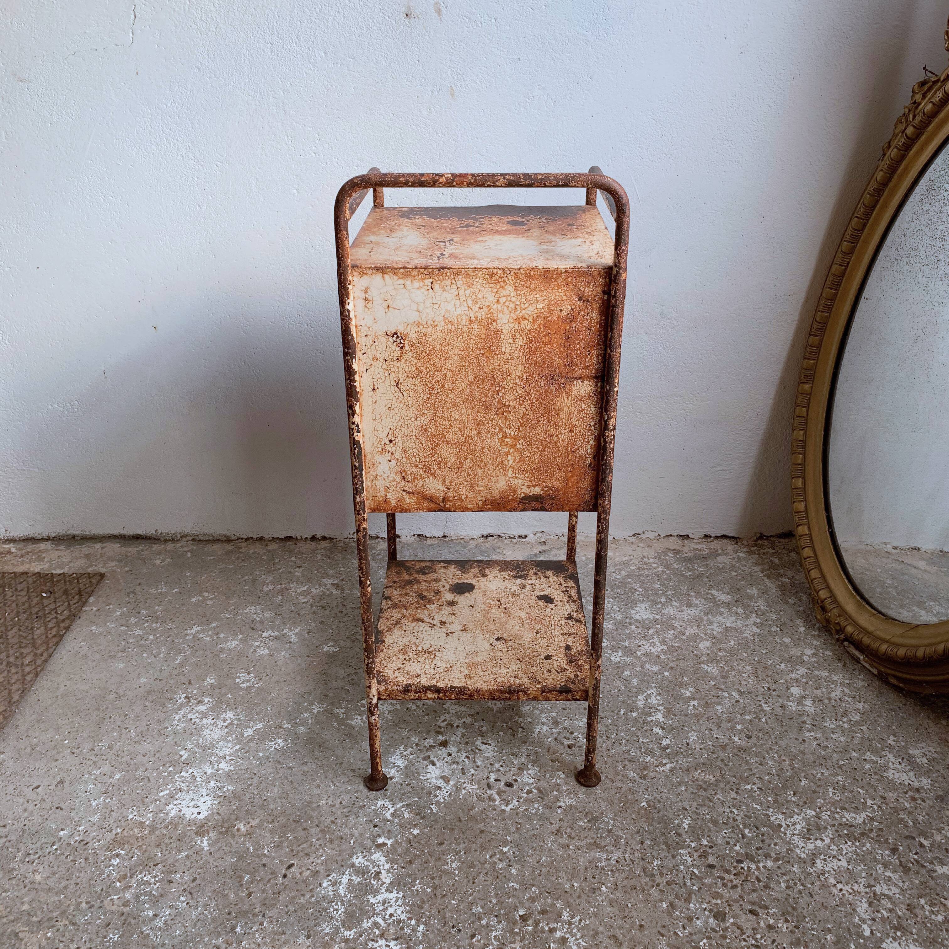 Former hospital bedside table late 19th century early 20th century in metal