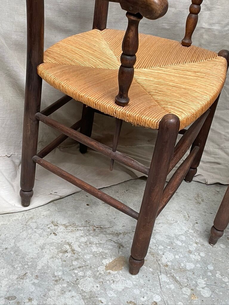 Pair of straw armchairs