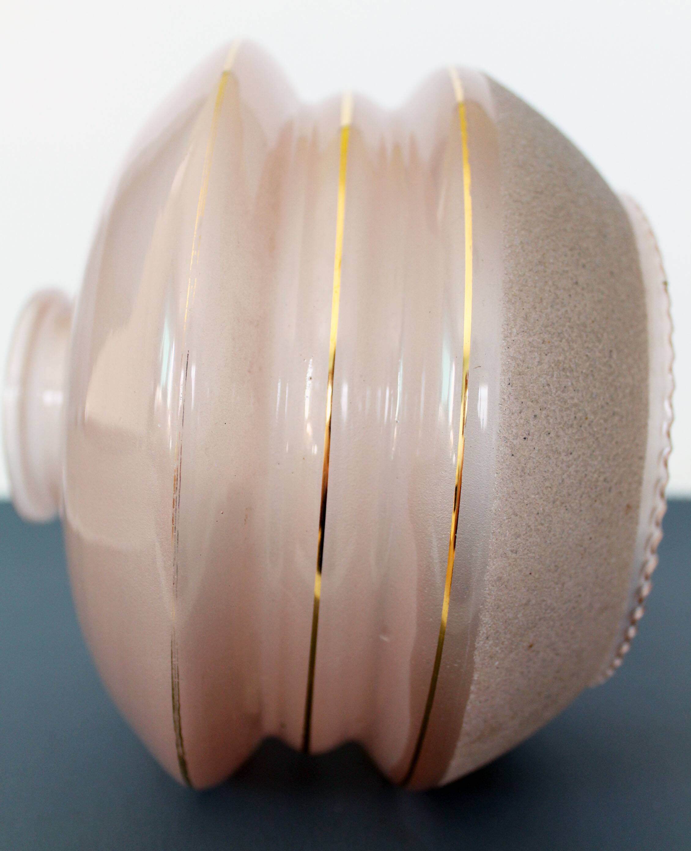 Large Art Deco frosted pink glass globe, shade, frosted glass