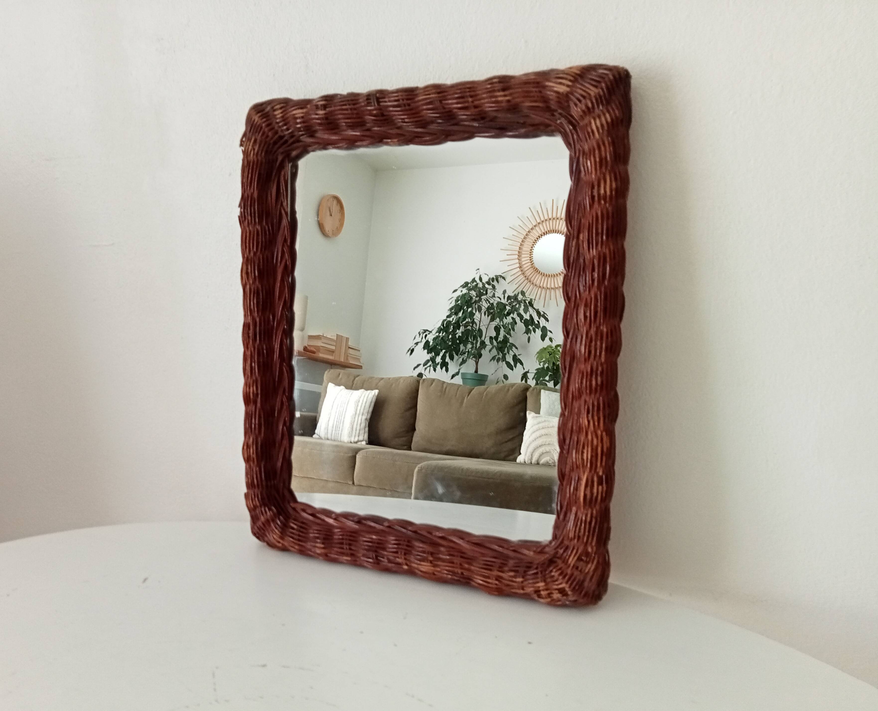 Vintage wicker mirror