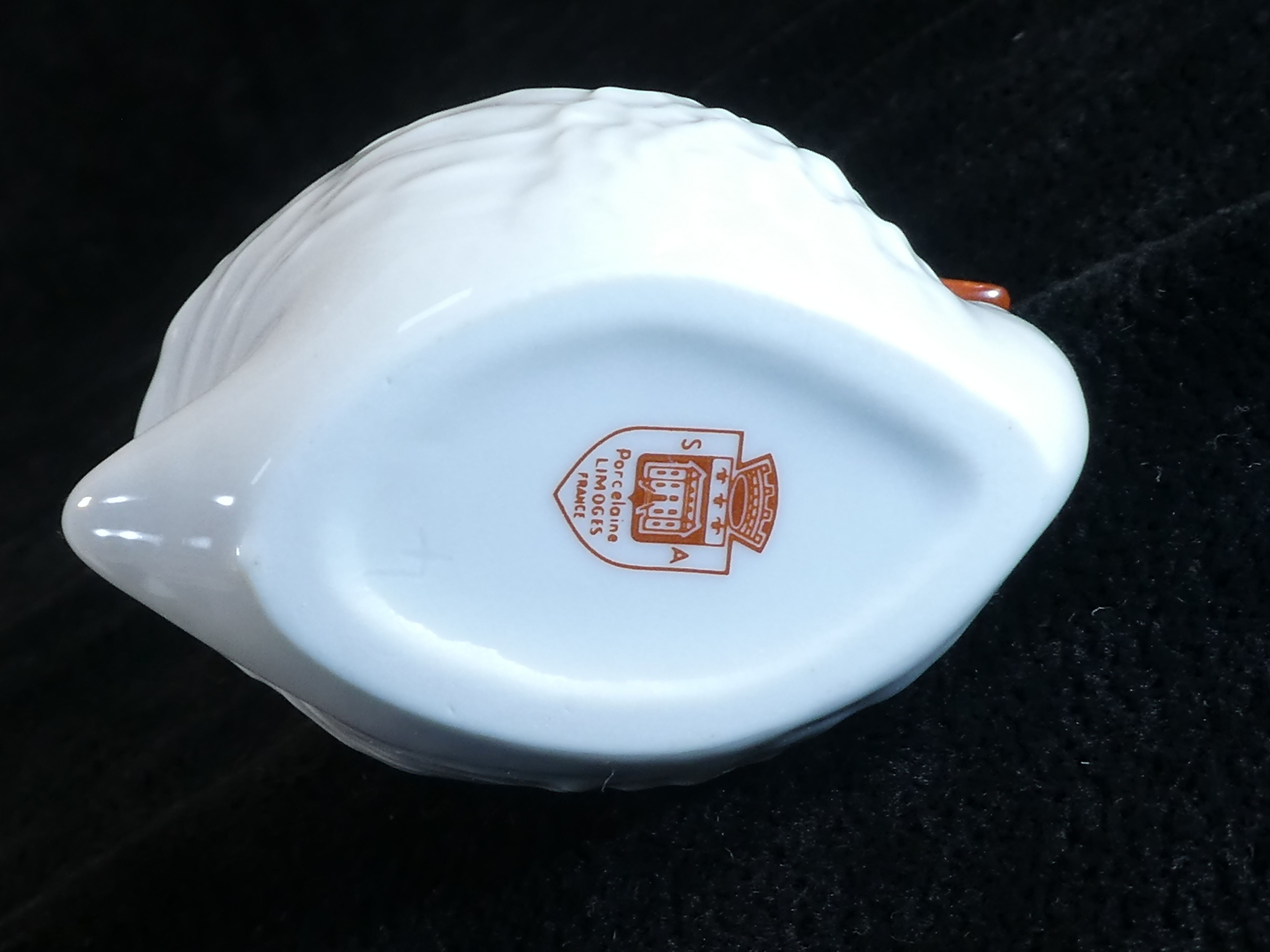 Pair of salters in limoges porcelain white swans