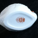 Pair of salters in limoges porcelain white swans
