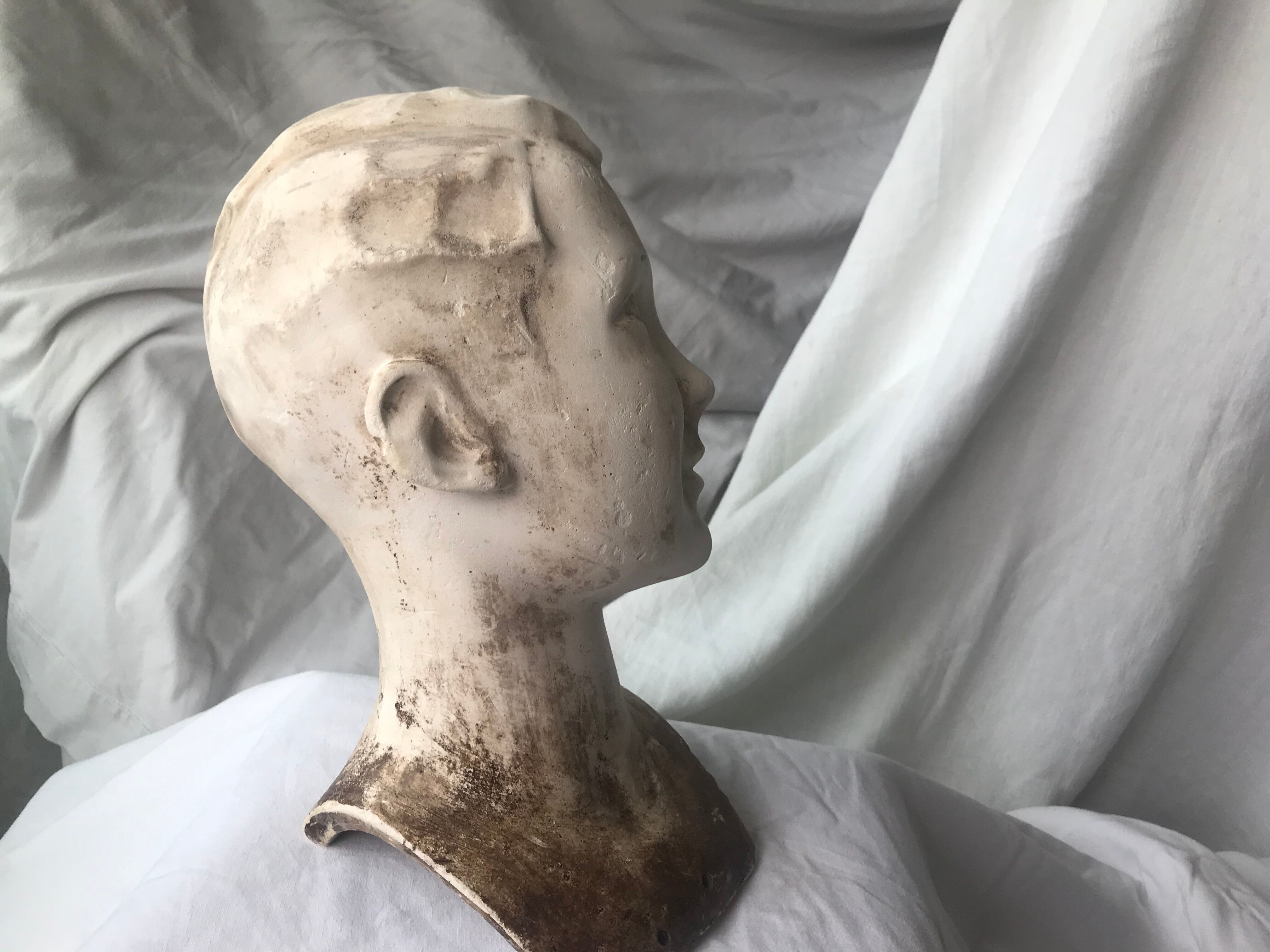 Old plaster head bust of mannequin 1930