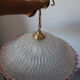 Large vintage Murano suspension in textured glass with a pink edge.