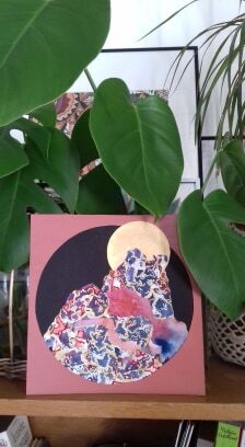 Pink sacred mountain illustration