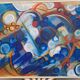 Abstract painting signed by André Meunier, modernist, design.