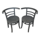 Pair of Thonet bistro chairs from 1930 in painted grey wood, half-moon backrest.