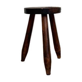 Brutalist oak stool, France, 20th century