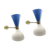 Pair Italian 50's bicolor design wall light
