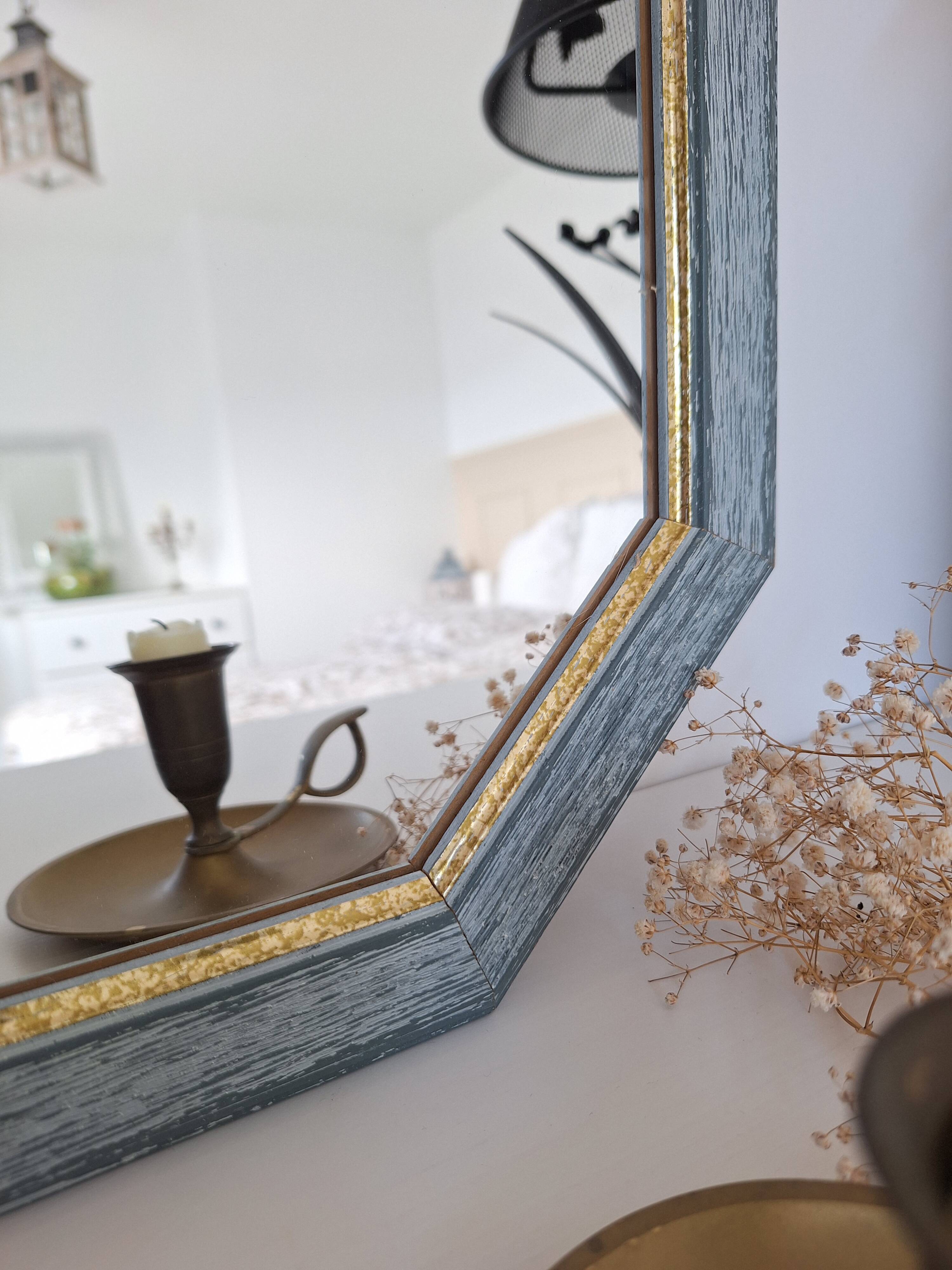 Vintage blue octagon mirror