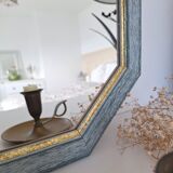 Vintage blue octagon mirror