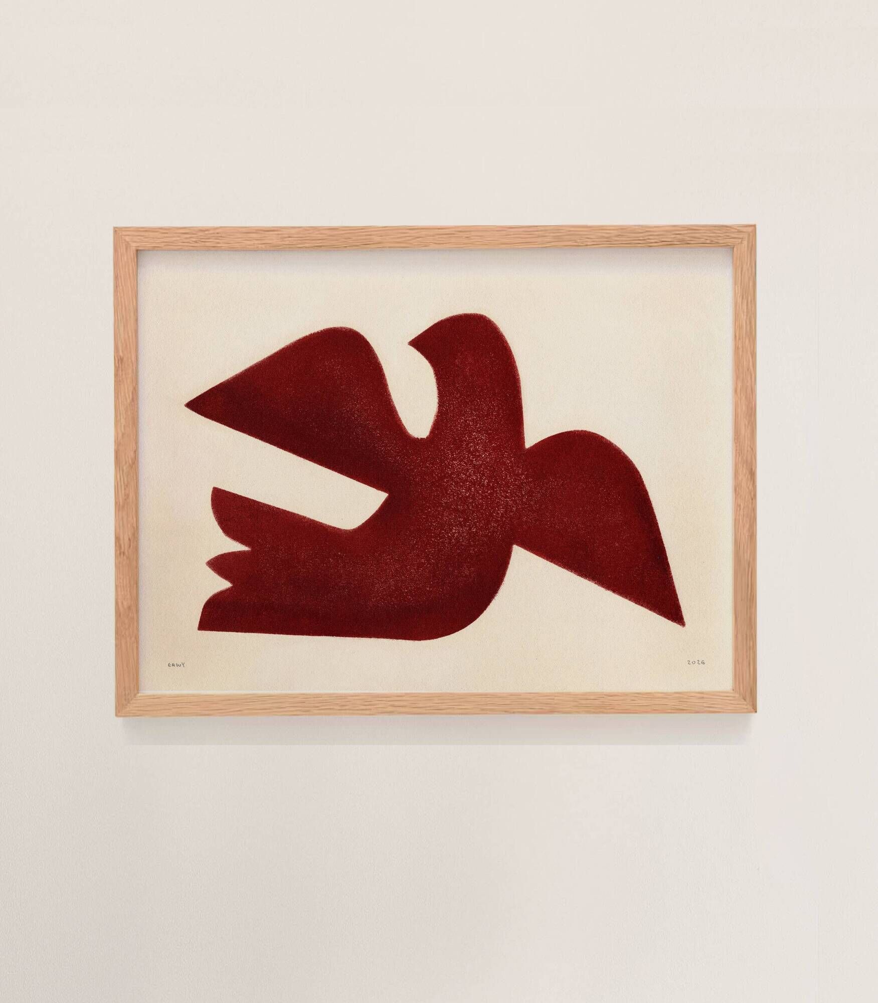 Peinture original sur papier  "Bird" signée Eawy
