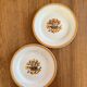 2 flat ironstone plates, Carnations, Creil and Montereau