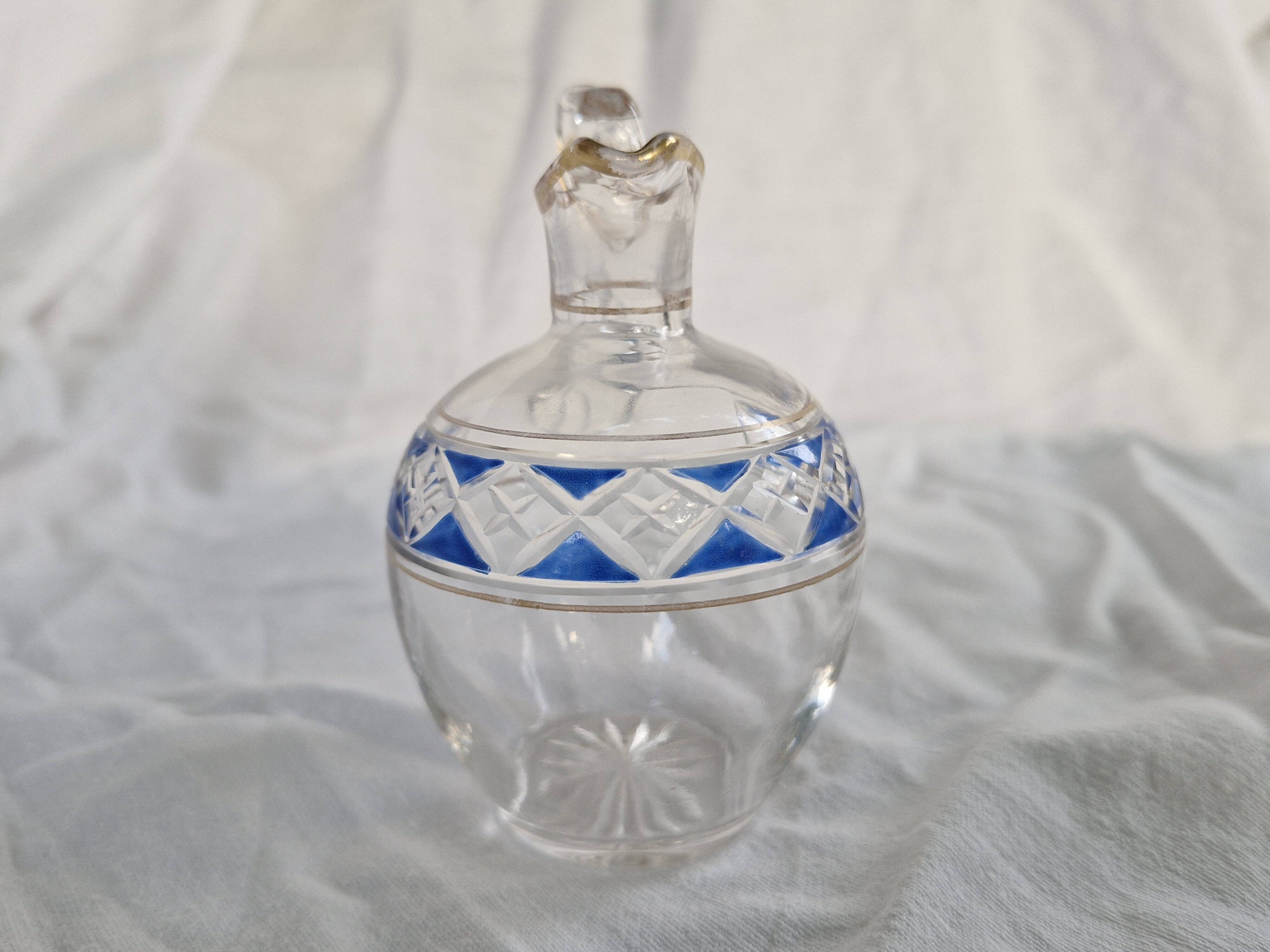 3 Antique Pieces Cut Crystal, Enameled - Early 20th Century