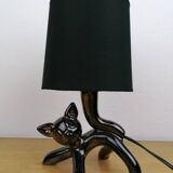 Vintage black cat table lamp