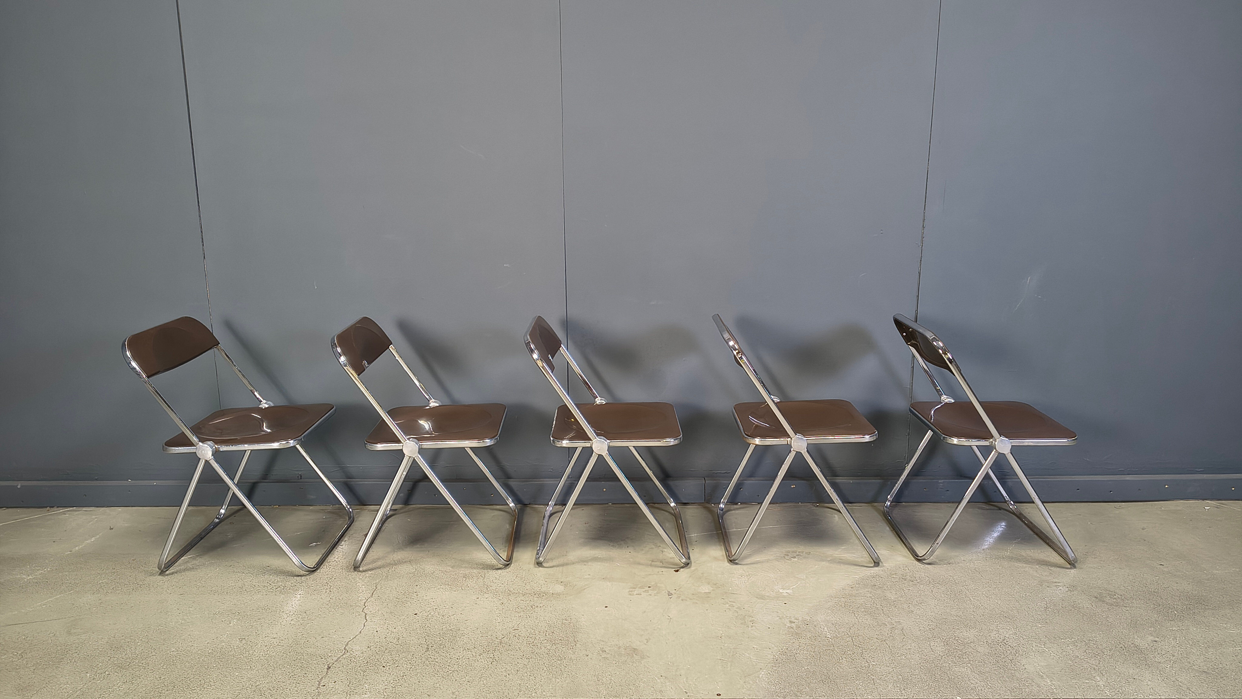 Vintage folding chairs Plia Giancarlo Piretti for Castelli, 1970s, set