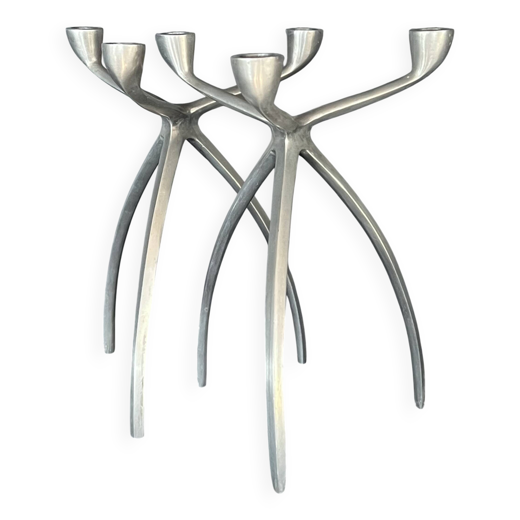 Aluminium tripod candle holders for De Bijenkorf, Netherlands 1970s