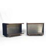 Pair of Vintage Italian Stainless Steel-Clad Side Tables, 1970s