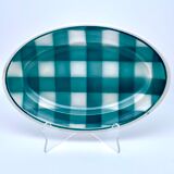 Vintage beige and green checkered service