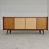 4-door sideboard in light beige and German wood from the 60s