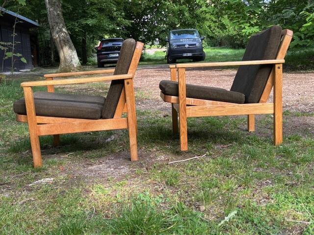 pair of oak armchairs - Sweden 1960s