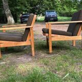 pair of oak armchairs - Sweden 1960s