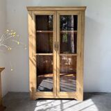 Glass cabinet or display case in pine 1950