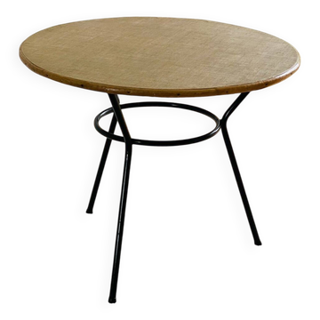 Table basse tripode revêtement paillé