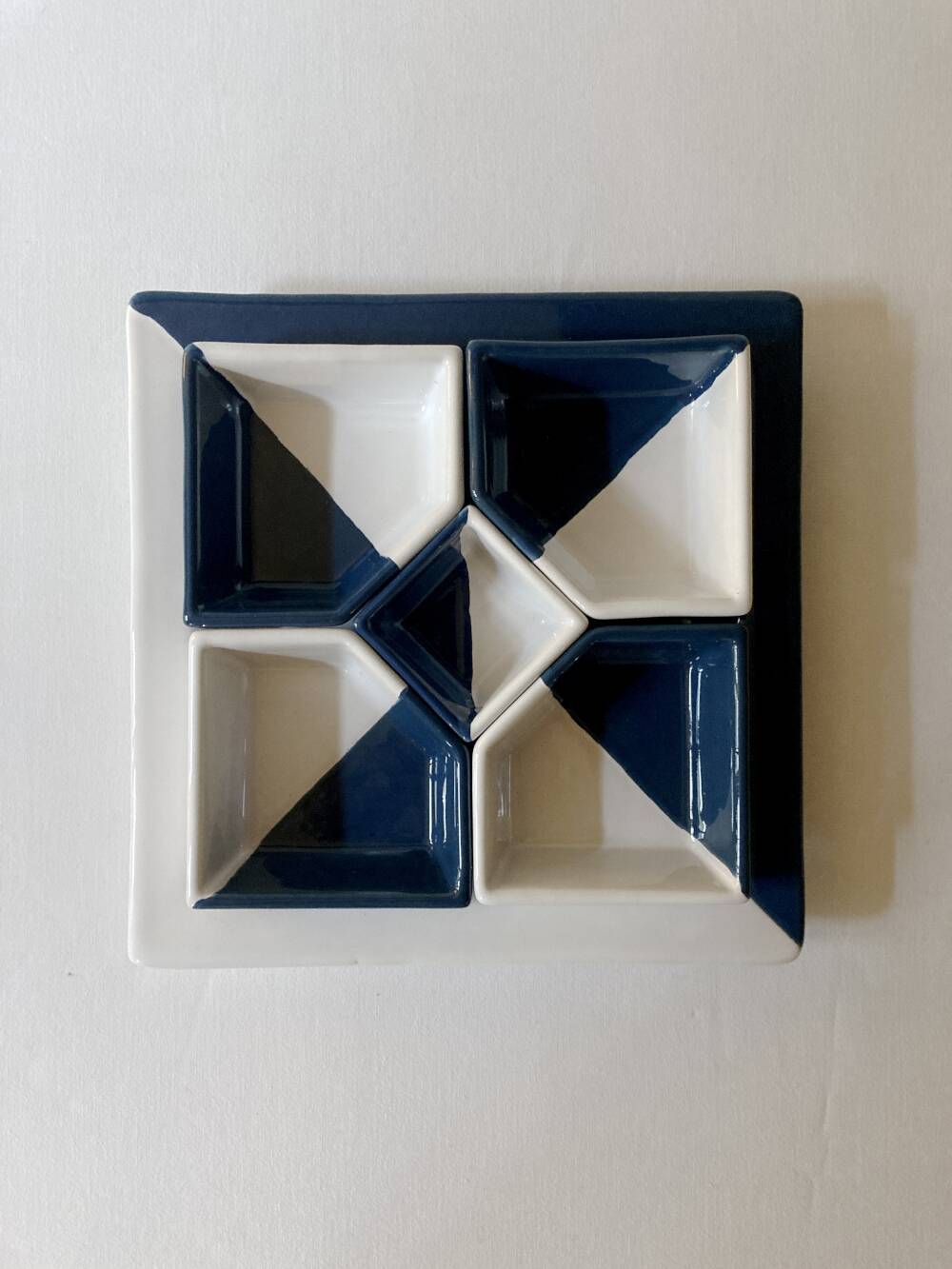 Hand-painted ceramic serving tray or aperitif platter